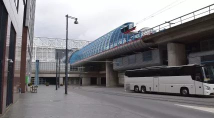 A bus departing from Sloterdijk station in Amsterdam