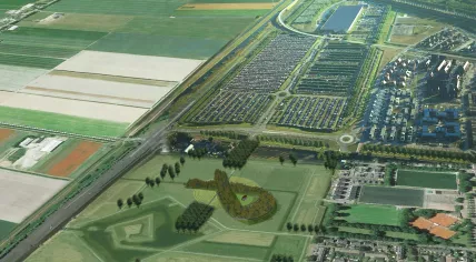 Bird's eye view of the MH17 monument in Vijfhuizen near Schiphol - artist's impression