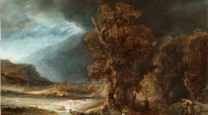 Landscape with the Good Samaritan - Rembrandt van Rijn