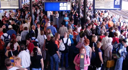 Crowded train station in the Netherlands