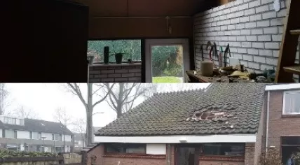 Home on Tjalk in Baarn damaged by fireworks, 1 Jan 2017