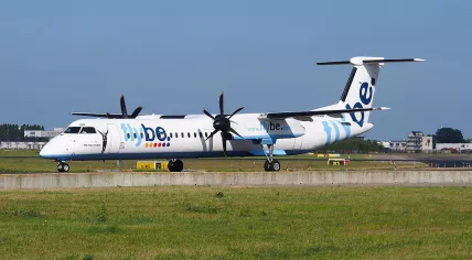 A FlyBe plane at Schiphol airport in Amsterdam 