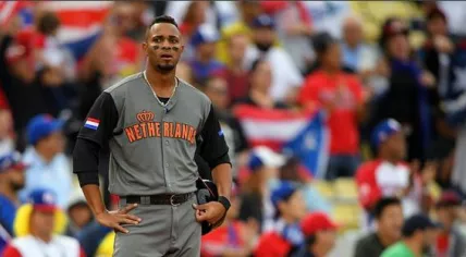 Xander Boggaerts during the World Baseball Classic semis against Puerto Rico in Los Angeles, 20 Mar 2017