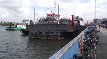 Bicycle storage on a ferry behind Amsterdam CS