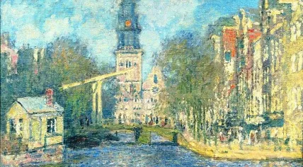 The Groenburgwal and the Zuiderkerk by Claude Monet, 1874