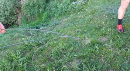 Wire stretched over a mountain bike path in Ommen; 17 May 2017