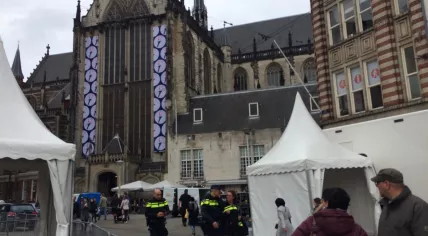 Amsterdam preparing for the Liberation Day commemoration ceremony on Dam Square, 4 May 2017