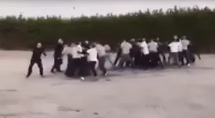 Feyenoord and AZ football hooligans clash in a freefight somewhere on a beach in the Netherlands, January 2017