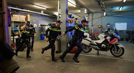 Dutch police officers responding to a report of a crime