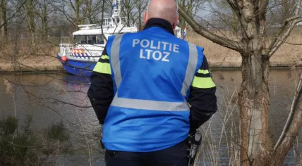 A special police team search the Waal river in Tiel with sonar equipment for the body of a 13-year-old boy who disappeared while swimming, 22 Jun 2017