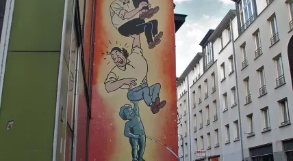 A Suske en Wiske painting on a wall in Brussels
