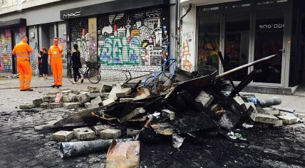 The aftermath of riots during the G20 summit in Hamburg, Germany, 8 Jul 2017