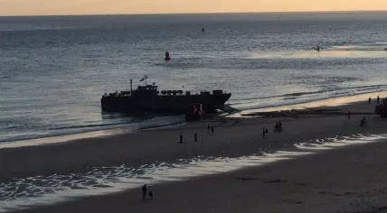 Landing vessel stranded on the coast of Vlissingen, 12 Jul 2017