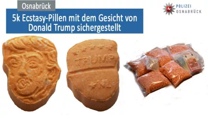 German police intercept 5,000 Trump-shaped ecstasy pills stamped with NL on the A30 near Osnabrück, 21 Aug 2017
