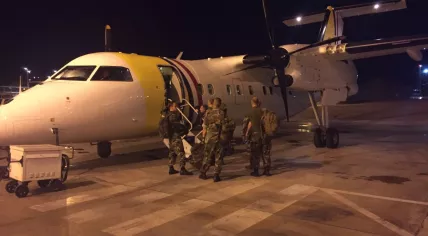 Soldiers traveling from Curacao to Sint Maarten to provide support in aftermath of Hurricane Irma, 9 Sept 2017