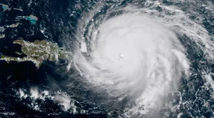 Hurricane Irma passes over the Virgin Islands after Sint Maarten