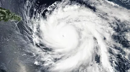Hurricane Maria in the far-eastern Caribbean, tracking towards Puerto Rico, 19 Sept 2017