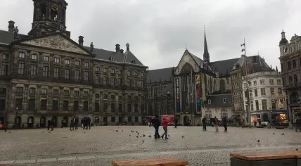 Terrorism prevention at Dam Square in Amsterdam, Netherlands