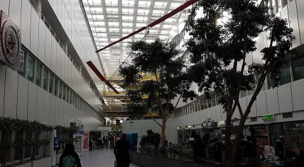 Interior view of the central atrium of the Maastricht university hospital MUMC+