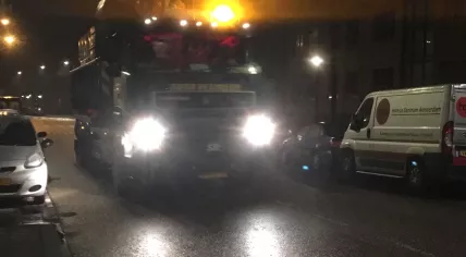 Salt truck deployed to deal with icy roads in Amsterdam, 15 Dec 2017