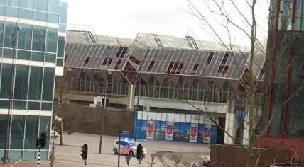 Storm damage to Almere Central Station, 18 Jan 2018