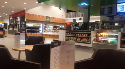 Inside a Texaco gas station shop in Drongen