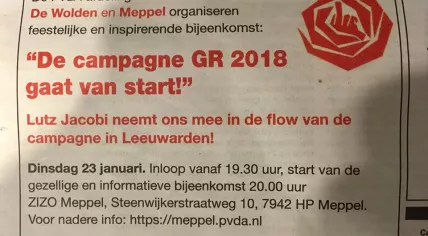 PvdA ad featuring a more offensive logo, 23 Jan 2018