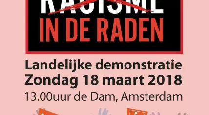 Flyer for anti-racism demonstration in Amsterdam on 18 March 2018