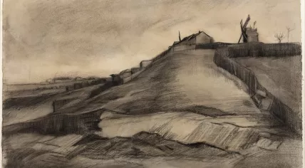 Montmartre hill with quarry by Vincent van Gogh, March 1886