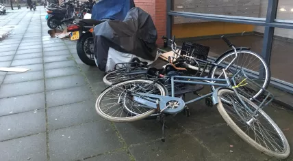 Bikes blown over in Amsterdam, 18 Jan 2018