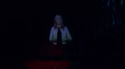 Hologram of Lilian Marijnissen at the start of the SP municipal elections campaign in Nijmegen, Zwolle, Breda and Haarlem, 19 Feb 2018