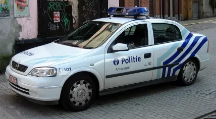 A police car in Antwerp, Belgium