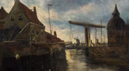 City scape with drawbridge by Vincent van Gogh