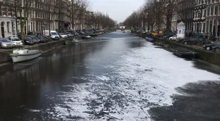 A stretch of the Keizersgracht where skaters were seen on 1 March 2018