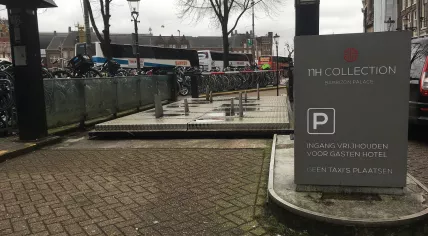 Entrance to parking in front of the NH Barbizon Palace in Amsterdam