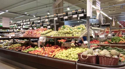 Fresh fruit aisle at a supermarket