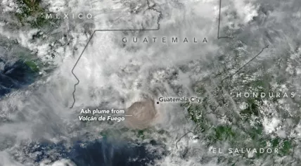 Satellite image of volcano Fuego erupting in Guatemala, 3 June 2018