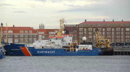 Coast guard ship the Barend Biesheuvel in the port of Scheveningen