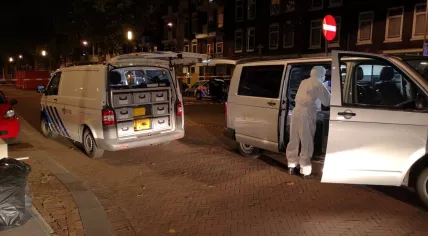Forensic investigators at the scene of a fatal shooting on Rechthuislaan in Rotterdam, 28 Oct 2018