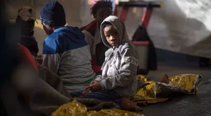 Refugees on a Sea Watch ship