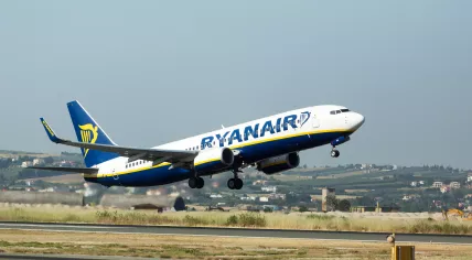 A Ryanair plane taking off