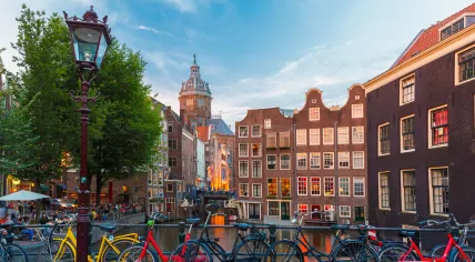 Bikes pared on an Amsterdam bridge