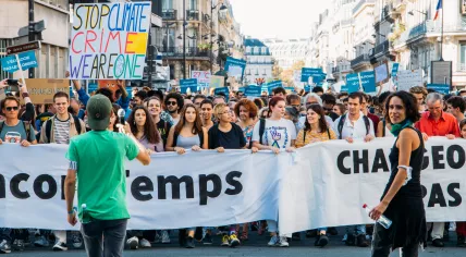 A protest for more action against climate change in Paris, 14 Oct 2018