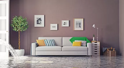 Flooded living room