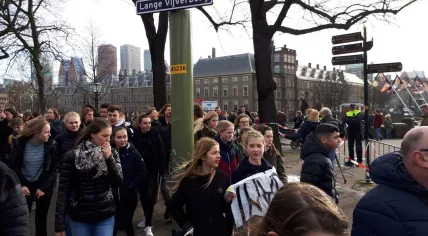School kids marching through The Hague for more action against climate change, 7 Feb 2019
