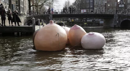 Giant boobs on Amsterdam's canals for International Women's Day, 8 March 2019