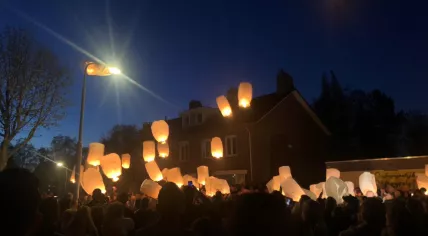 Lanterns launched at the commemoration for Ger van Zundert in Breda, 10 April 2019