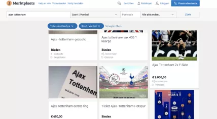Tickets for the Ajax vs Totenham Hotspur Champions League semi-final for sale on Marktplaats