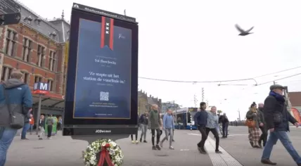 Digital billboards in Amsterdam turned into temporary war monuments on Remembrance Day, 4 May 2019