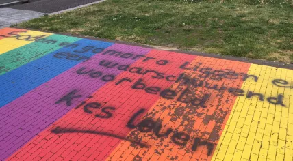 Rainbow crossing in Hardewijk vandalized, 1 May 2019